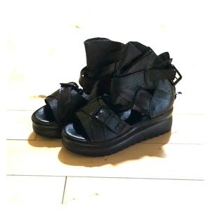 Faux leather platform sandals